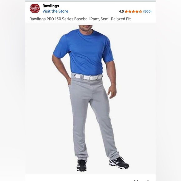 Rawlings Pro 150 Baseball Pants - Gray with Navy Stripe - Picture 3 of 4